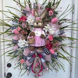 XL Easter Bunny Floral Wreath